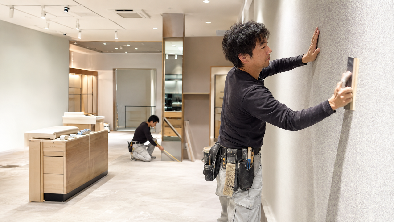 職人による内装仕上げ施工